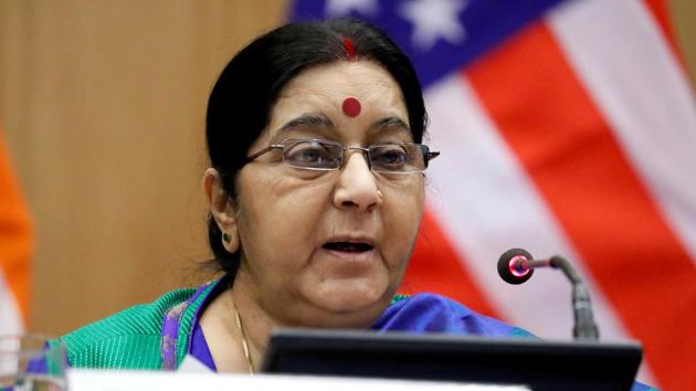 Foreign minister Sushma Swaraj speaks at the Indian foreign ministry in New Delhi. (REUTERS FILE) Foreign minister Sushma Swaraj speaks at the Indian foreign ministry in New Delhi. (REUTERS FILE)