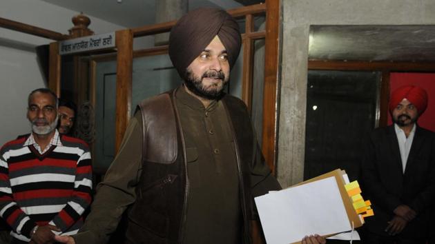 Punjab local bodies minister Navjot Singh Sidhu at the Punjab Vidhan Sabha in Chandigarh on Tuesday. (Keshav Singh/HT) Punjab local bodies minister Navjot Singh Sidhu at the Punjab Vidhan Sabha in Chandigarh on Tuesday. (Keshav Singh/HT)