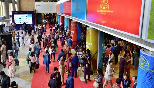 Delegates arriving at the venue of the Global Entrepreneurship Summit 2017 in Hyderabad on Tuesday. A 13-year-old Australian boy, who has developed five apps, is one of the invitees at the summit.(PTI) Delegates arriving at the venue of the Global Entrepreneurship Summit 2017 in Hyderabad on Tuesday. A 13-year-old Australian boy, who has developed five apps, is one of the invitees at the summit.(PTI)