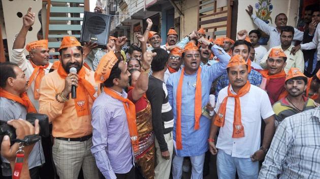 Members of Patidar Anamat Andolan Samiti protest against the Bharatiya Janata Party during an election campaign in Surat. (PTI file) Members of Patidar Anamat Andolan Samiti protest against the Bharatiya Janata Party during an election campaign in Surat. (PTI file)
