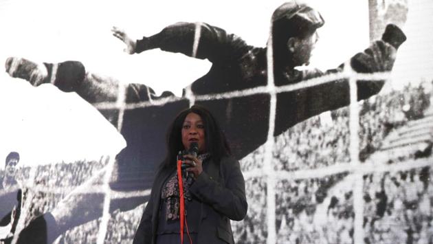 FIFA Secretary General Fatma Samoura delivers a speech during the unveiling of the Official Poster for the 2018 FIFA World Cup. (REUTERS) FIFA Secretary General Fatma Samoura delivers a speech during the unveiling of the Official Poster for the 2018 FIFA World Cup. (REUTERS)