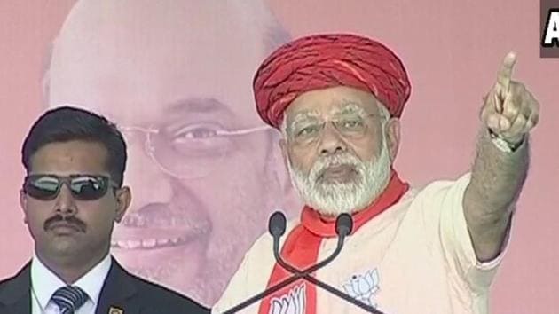 Prime Minister Narendra Modi addresses a BJP rally in Morbi in Gujarat on Wednesday. (ANI) Prime Minister Narendra Modi addresses a BJP rally in Morbi in Gujarat on Wednesday. (ANI)