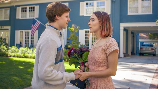 This image released by A24 Films shows Saoirse Ronan and Lucas Hedges in a scene from Lady Bird. (AP) This image released by A24 Films shows Saoirse Ronan and Lucas Hedges in a scene from Lady Bird. (AP)