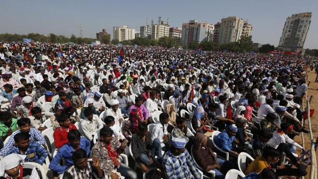 People attend an election rally in Gandhinagar. The Election Commission data shows its agencies have confiscated over £3,000 and 30,000 Thai baht from Navsari and Bardoli in Gujarat from money exchange dealers. (AP File Photo) People attend an election rally in Gandhinagar. The Election Commission data shows its agencies have confiscated over £3,000 and 30,000 Thai baht from Navsari and Bardoli in Gujarat from money exchange dealers. (AP File Photo)
