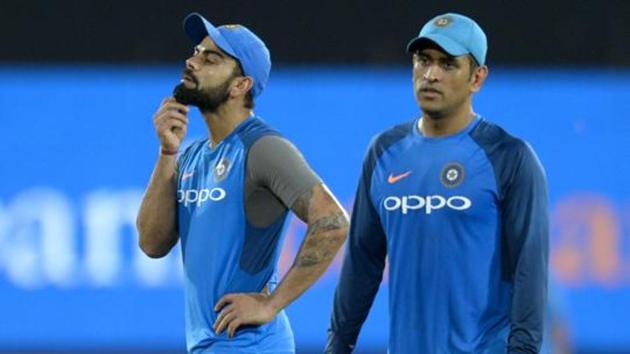 Virat Kohli, MS Dhoni and Ravi Shastri met the Committee of Administrators (CoA) in New Delhi on Thursday to discuss salaries and the Indian cricket team’s schedule for the next few years.(AFP)