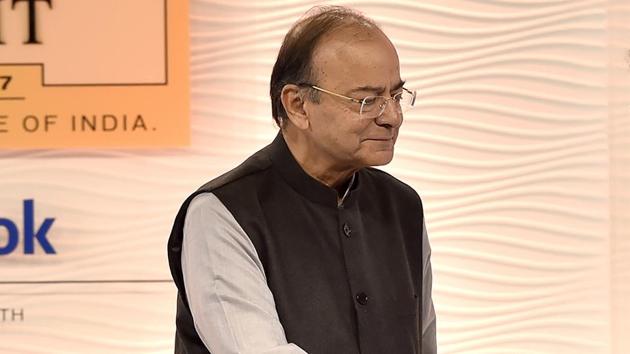 Finance minister Arun Jaitley at the Hindustan Times Leadership Summit in New Delhi on Thursday.(Ajay Aggarwal/HT PHOTO)