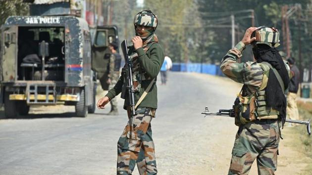 Security forces surrounded Futlipora village in Pakherpora area. (AFP File Photo) Security forces surrounded Futlipora village in Pakherpora area. (AFP File Photo)