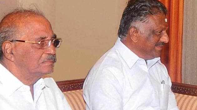 AIADMK’s Madhusudhanan (left) and Tamil Nadu deputy chief Minister O Panneerselvam. (PTI File Photo)