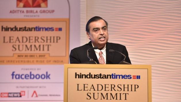 “Today I wish to make a prediction. India’s rise will be higher than China’s rise by the middle of the 21st century,” Mukesh Ambani, Chairman and Managing Director, Reliance Industries Limited claimed, saying India will offer a superior model to the world based on equitable resources, good governance. (Sanchit Khanna / HT Photo)