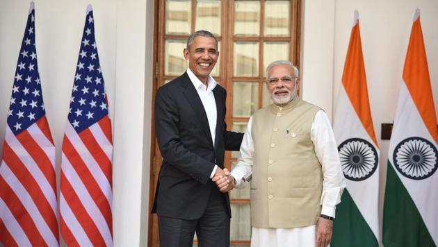 Former US President Barack Obama met Prime Minister Narendra Modi on Friday.(Twitter/Narendra Modi)