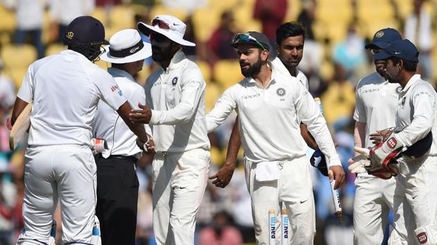 Virat Kohli’s Indian cricket team are one win/draw away from equalling the record of nine consecutive series wins as they prepare to face Sri Lanka in the final Test in New Delhi. (AFP) Virat Kohli’s Indian cricket team are one win/draw away from equalling the record of nine consecutive series wins as they prepare to face Sri Lanka in the final Test in New Delhi. (AFP)