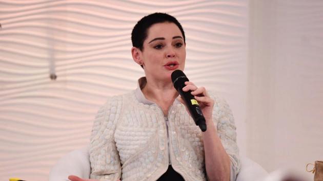 Rose McGowan at Hindustan Times Leadership Summit at Hyatt Regency in New Delhi.(Burhaan Kinu/HT Photo)