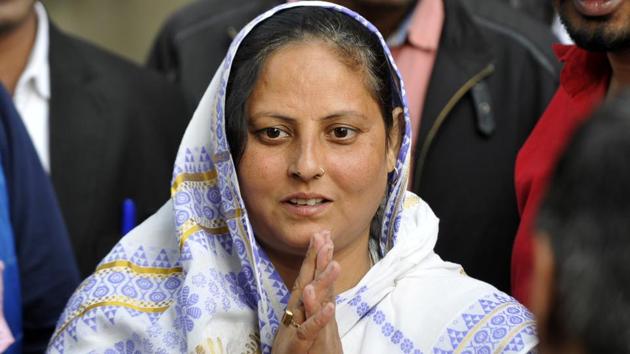 Geeta Pandit of the BJP retained the chairperson seat in Dadri nagar palika, in Greater Noida, by 2,185 votes when the results were announced on Friday. (Sunil Ghosh /HT Photo) Geeta Pandit of the BJP retained the chairperson seat in Dadri nagar palika, in Greater Noida, by 2,185 votes when the results were announced on Friday. (Sunil Ghosh /HT Photo)