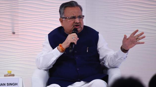 Chhattisgarh chief minister Dr Raman Singh at the Hindustan Times Leadership Summit in New Delhi on Friday.(Burhaan Kinu / HT)