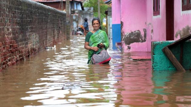 A flooded locality at Nagercoil in Kanyakumari district on Thursday. Met officials said the deep depression took cyclonic proportions in the early hours of Thursday and centered around 185km north-west of Galle in Sri Lanka and 200km south-east of Kanyakumari. Moving towards Lakshadweep, the intensity of the cyclone will slow down after landfall, they said. (PTI) A flooded locality at Nagercoil in Kanyakumari district on Thursday. Met officials said the deep depression took cyclonic proportions in the early hours of Thursday and centered around 185km north-west of Galle in Sri Lanka and 200km south-east of Kanyakumari. Moving towards Lakshadweep, the intensity of the cyclone will slow down after landfall, they said. (PTI)