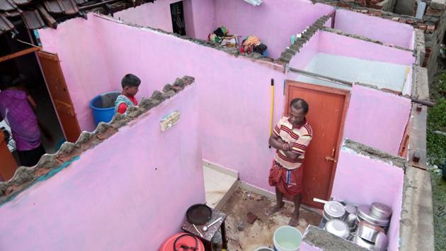 Houses were damaged causing several problems due to the storm at Nagercoil in Kanyakumari district. The Kerala State Disaster Management Authority has asked civic bodies to be ready for rescue operations. Kerala police Chief Loknath Behra said cops had started evacuating people from low-lying areas. (PTI) Houses were damaged causing several problems due to the storm at Nagercoil in Kanyakumari district. The Kerala State Disaster Management Authority has asked civic bodies to be ready for rescue operations. Kerala police Chief Loknath Behra said cops had started evacuating people from low-lying areas. (PTI)