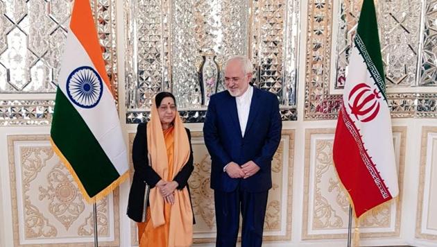 External Affairs Minister (EAM) Sushma Swaraj on Saturday had a luncheon meeting with her Iranian counterpart Dr Javad Zarif in Tehran(Twitter Photo)