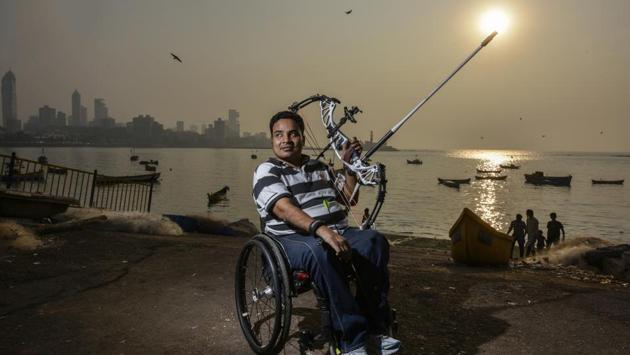 Adil Ansari was like any other teenager, hopeful of a bright future, but he was left paralysed under the neck after fracturing his spine in an accident in 2002. It took him three years to recover but he took it in his stride and turned his attention to paralympic sports. Now an archer, he’s won gold in the wheelchair event at the 2016 First Senior Para Recurve, Compound & Indian Round National Archery Championship. He represented India in the World Para Archery Championship in Beijing in September this year.  (Kunal Patil / HT Photo) 