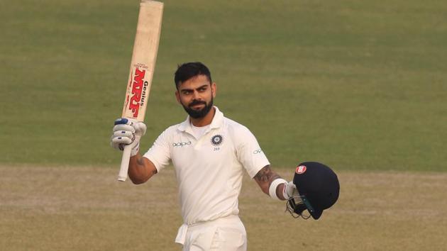Virat Kohli registered yet another score of 150. This was Virat Kohli’s third century in the series after falling for a duck in the first innings in Kolkata. (BCCI) Virat Kohli registered yet another score of 150. This was Virat Kohli’s third century in the series after falling for a duck in the first innings in Kolkata. (BCCI)