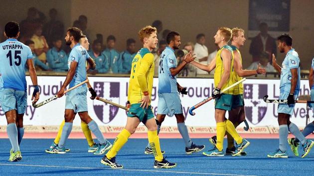 India and Australian players greet each other after 1-1 draw at the Men's Hockey World League Final 2017 in Bhubaneswar on Friday. (PTI) India and Australian players greet each other after 1-1 draw at the Men's Hockey World League Final 2017 in Bhubaneswar on Friday. (PTI)