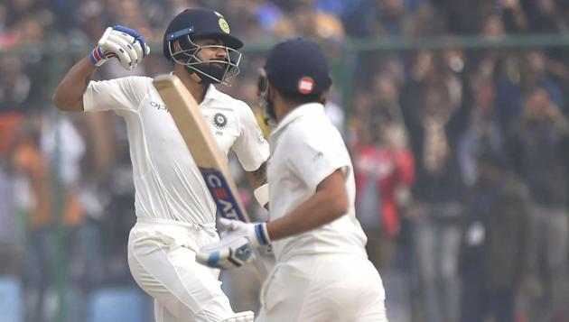Kohli also surpassed his career-best score of 235 in the course of the match. (PTI) Kohli also surpassed his career-best score of 235 in the course of the match. (PTI)