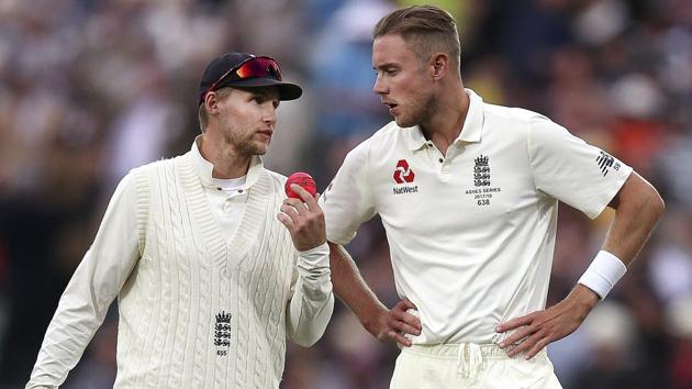 England skipper Joe Root (L) and Stuart Broad during the second day of their Ashes 2017-18 Test in Adelaide. (AP) England skipper Joe Root (L) and Stuart Broad during the second day of their Ashes 2017-18 Test in Adelaide. (AP)