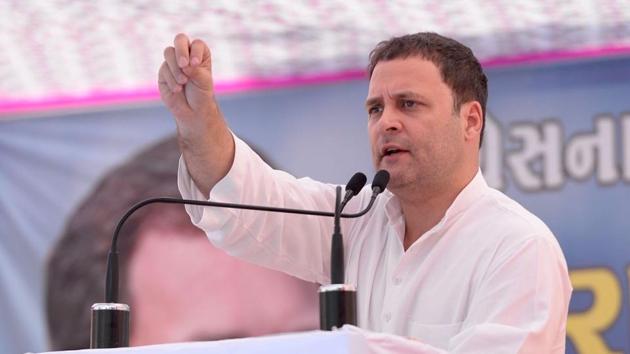Congress vice president Rahul Gandhi during a rally in Lathi in Gujarat on November 30. (HT Photo) Congress vice president Rahul Gandhi during a rally in Lathi in Gujarat on November 30. (HT Photo)