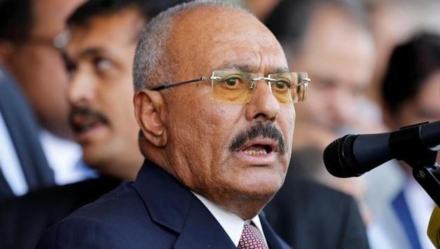Yemen's former President Ali Abdullah Saleh addresses a rally held to mark the 35th anniversary of the establishment of his General People's Congress party in Sanaa, Yemen August 24, 2017. Picture taken August 24, 2017.(Reuters File Photo)