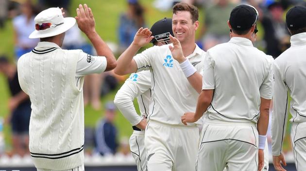 New Zealand beat the West Indies on Day 4 of the first Test at the Basin Reserve in Wellington on Monday. (AFP) New Zealand beat the West Indies on Day 4 of the first Test at the Basin Reserve in Wellington on Monday. (AFP)