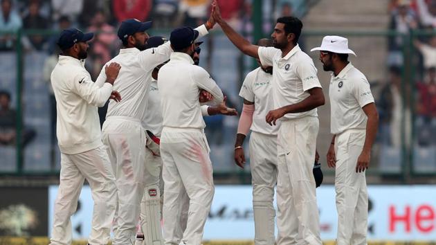 R Ashwin turned things around for India by picking three Sri Lanka wickets on Day 3 of the 3rd Test against India at the Feroz Shah Kotla in Delhi on Monday. Catch highlights of India vs Sri Lanka, 3rd Test, Day 3 here.(BCCI)