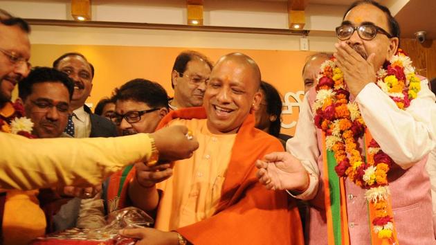 The fact that Yogi Adityanath went the extra mile by addressing over 50 rallies should make him a natural claimant for the credit (Subhankar Chakraborty/HT) The fact that Yogi Adityanath went the extra mile by addressing over 50 rallies should make him a natural claimant for the credit (Subhankar Chakraborty/HT)