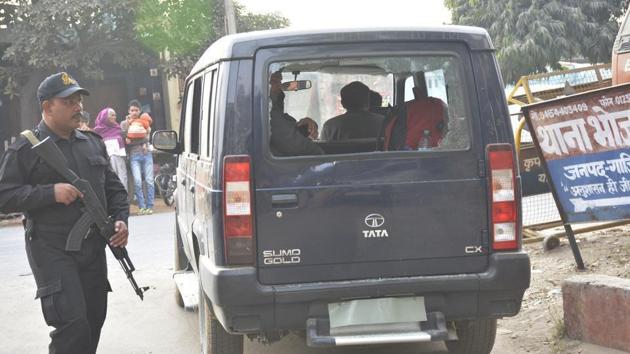 Vehicle was damaged in attack on cops in Ghaziabad’s Nahali. (HT File) Vehicle was damaged in attack on cops in Ghaziabad’s Nahali. (HT File)