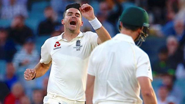 England cricket team's James Anderson celebrates after taking the wicket of Australia cricket team's Cameron Bancroft during the third day of the second Ashes 2017-18 Test in Adelaide. (REUTERS) England cricket team's James Anderson celebrates after taking the wicket of Australia cricket team's Cameron Bancroft during the third day of the second Ashes 2017-18 Test in Adelaide. (REUTERS)