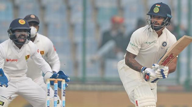 Indian batsman Shikhar Dhawan (R) plays a shot en route to his third half-century vs Sri Lanka. (AFP) Indian batsman Shikhar Dhawan (R) plays a shot en route to his third half-century vs Sri Lanka. (AFP)