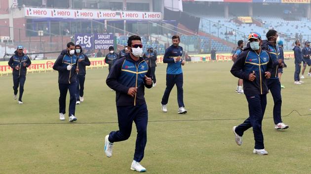 Team Sri Lanka warming up during day four of the 3rd Test match between India and Sri Lanka at the Feroz Shah Kotla Stadium in Delhi on December 5. (BCCI) Team Sri Lanka warming up during day four of the 3rd Test match between India and Sri Lanka at the Feroz Shah Kotla Stadium in Delhi on December 5. (BCCI)