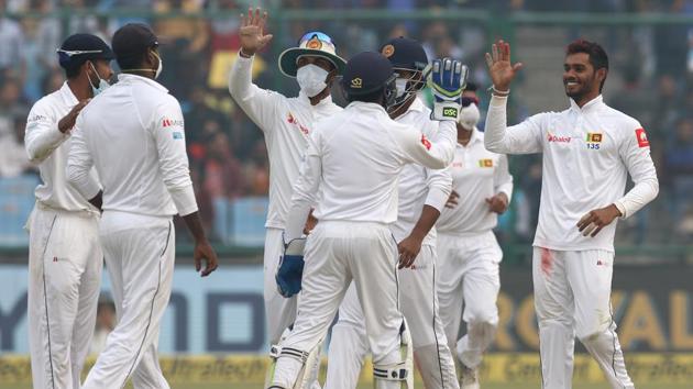 Dhananjaya de Silva got rid of Cheteshwar Pujara for 49 but India were on course to go past 400. (BCCI) 