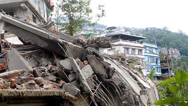 Damaged homes in Lumsey, on the outskirts of Gangtok. (File Photo) Damaged homes in Lumsey, on the outskirts of Gangtok. (File Photo)
