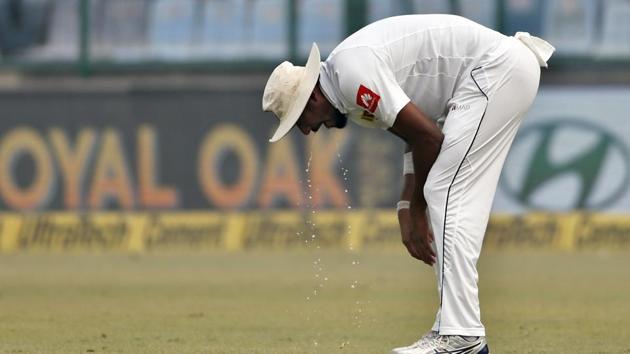 Lakmal vomited during the morning session as Sri Lanka’s players continued to feel unwell in the Test. (AP) 