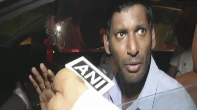 The poll body said a candidate must to be proposed by 10 persons, but in the case of Vishal (pictured) only eight valid proposers had endorsed his candidature. (Photo: ANI/Twitter) The poll body said a candidate must to be proposed by 10 persons, but in the case of Vishal (pictured) only eight valid proposers had endorsed his candidature. (Photo: ANI/Twitter)
