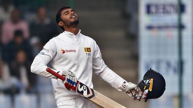 After Chandimal was dismissed and Dhananjaya (above) had to retire hurt with injury, iy looked like India had smelt a chance. (AP) After Chandimal was dismissed and Dhananjaya (above) had to retire hurt with injury, iy looked like India had smelt a chance. (AP)