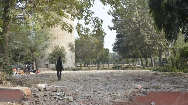 GDA officials demolished the building of St Mary School at Model Town on July 13 this year on the Allahabad high court’s order passed on a PIL filed in 2011. (Sakib Ali/HT Photo) GDA officials demolished the building of St Mary School at Model Town on July 13 this year on the Allahabad high court’s order passed on a PIL filed in 2011. (Sakib Ali/HT Photo)