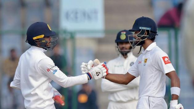 Dhananjaya de Silva was involved in a 112 run stand with captain Dinesh Chandimal. (PTI) Dhananjaya de Silva was involved in a 112 run stand with captain Dinesh Chandimal. (PTI)