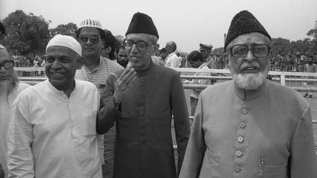 Muslims demonstrators at India Gate rallying for Babri Masjid on March 30, 1987. While the case took centre stage after the demolition in 1992, disputes over the ownership of the land date back to 18th century with the first incident of violence over the holy site recorded in 1853. The epic court dispute began when Mahant Raghubir Das, a Hindu priest, filed the first court case and sought permission to build a canopy on the Ramchabutra. (Virendra Prabhakar /HT Photo) 
