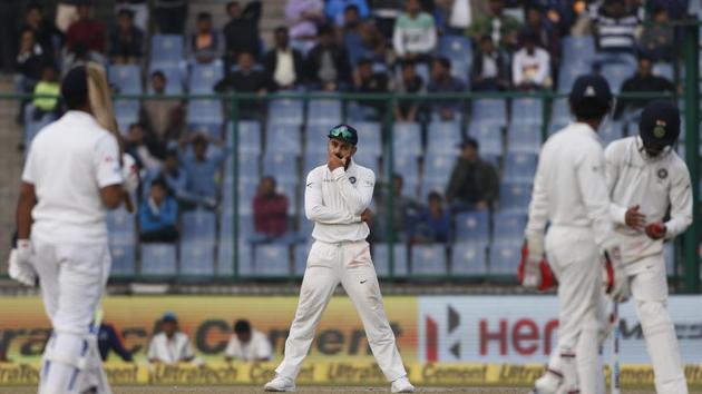 Virat Kohli was a left disappointed as none of his bowlers to take a wicket. (AP) Virat Kohli was a left disappointed as none of his bowlers to take a wicket. (AP)