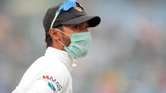 A Sri Lankan player, wearing a face mask, stands at the Feroz Shah Kotla during the third India vs Sri Lanka Test that ended in a draw on December 6, 2017. Delhi’s air pollution marred the match that ended in a draw. (REUTERS) A Sri Lankan player, wearing a face mask, stands at the Feroz Shah Kotla during the third India vs Sri Lanka Test that ended in a draw on December 6, 2017. Delhi’s air pollution marred the match that ended in a draw. (REUTERS)