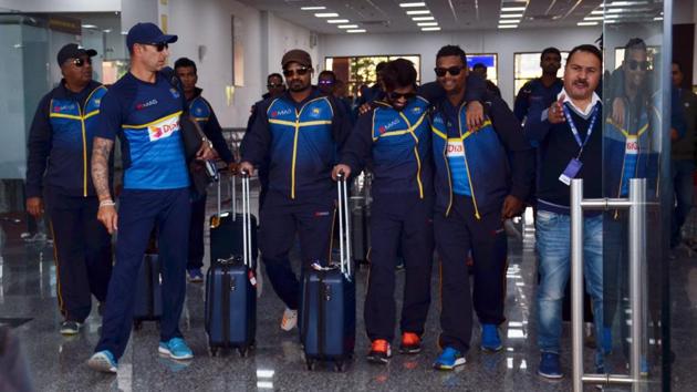 Sri Lanka cricket team players arrives at Gaggal airport near Dharamsala. (SHYAM SHARMA/HT PHOTO) Sri Lanka cricket team players arrives at Gaggal airport near Dharamsala. (SHYAM SHARMA/HT PHOTO)