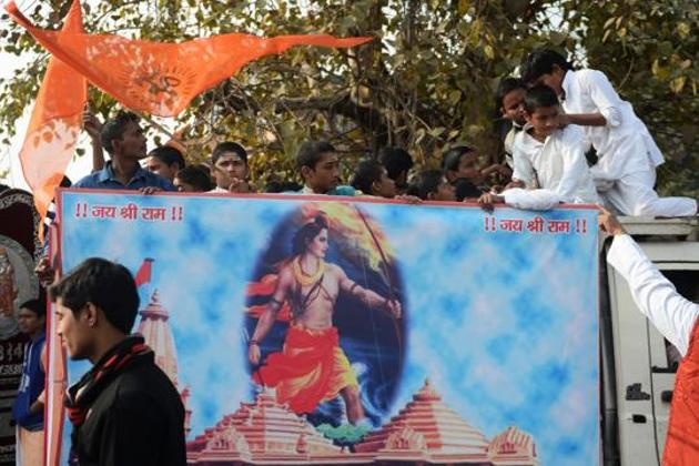 Indian youths take part in a procession organised by the Vishwa Hindu Parishad (VHP) to mark 'Shaurya Diwas', the 25th anniversary of the demolition of the 16th century Babri Mosque in Ayodhya. (AFP file photo for representation) Indian youths take part in a procession organised by the Vishwa Hindu Parishad (VHP) to mark 'Shaurya Diwas', the 25th anniversary of the demolition of the 16th century Babri Mosque in Ayodhya. (AFP file photo for representation)