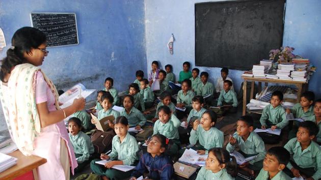 School education minister Arvind Pandey disclosed these poor conditions of schools at the Question Hour in the assembly Thursday.(HT FILE/REPRESENTATIVE PIC)