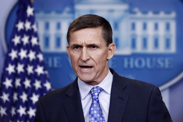 File photo of former US national security adviser Michael Flynn at a news briefing at the White House in Washington. (AP) File photo of former US national security adviser Michael Flynn at a news briefing at the White House in Washington. (AP)