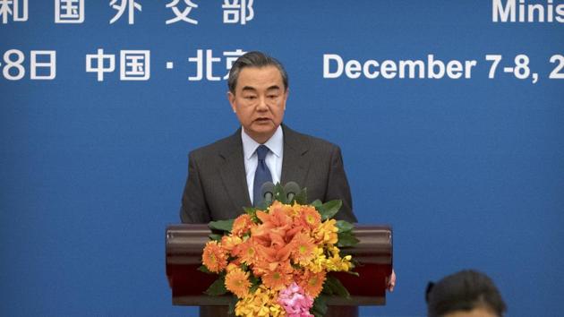 Chinese Foreign Minster Wang Yi speaks during the South-South Human Rights Forum at the Great Hall of the People in Beijing, Thursday. (AP) Chinese Foreign Minster Wang Yi speaks during the South-South Human Rights Forum at the Great Hall of the People in Beijing, Thursday. (AP)